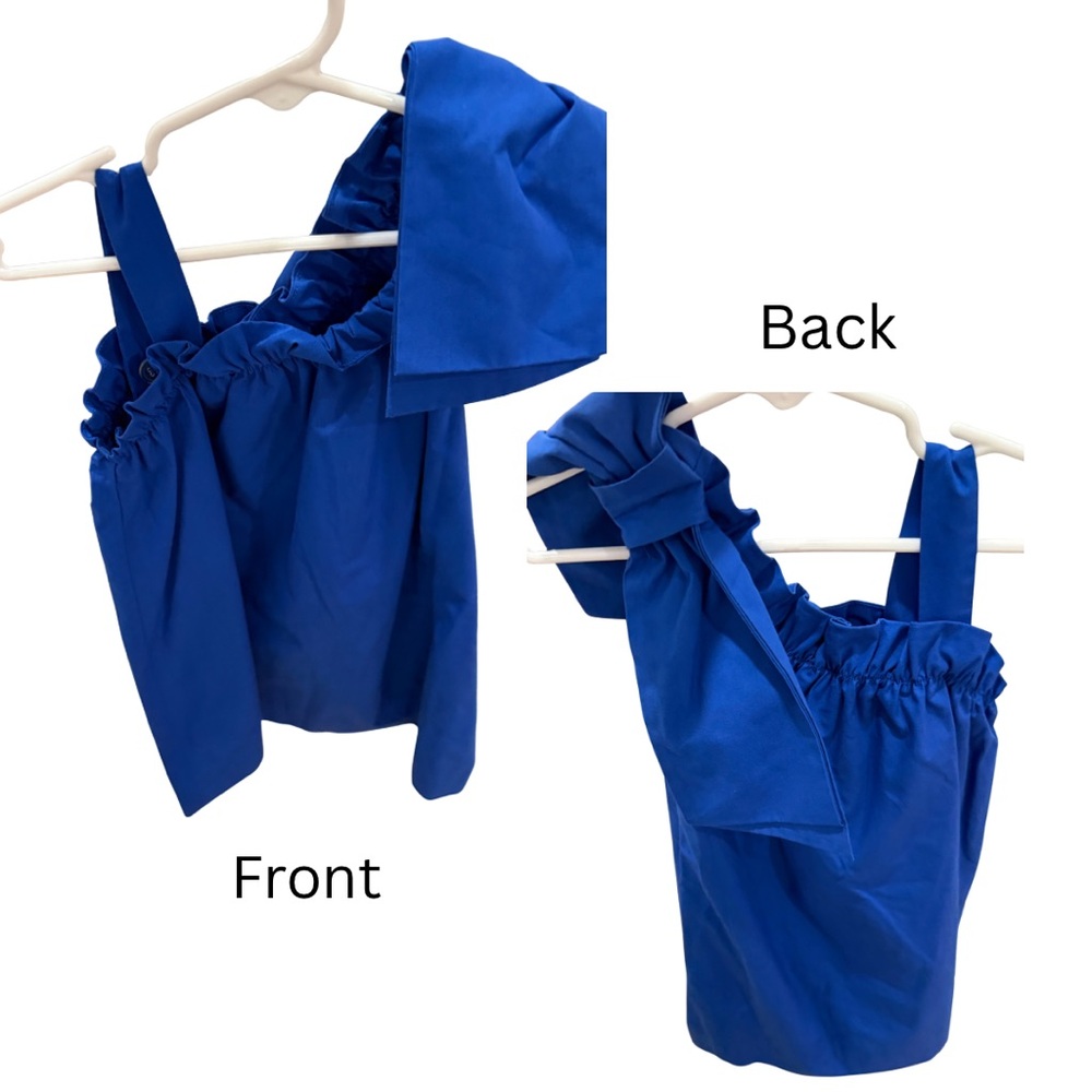 The Beaufort Bonnet Company Girls Blue Dress with Bow at Shoulder
